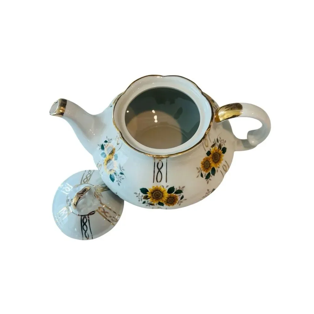 Vintage Ellgreave Genuine Ironstone Sunflower Teapot Wood & Sons England